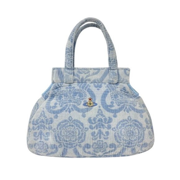 Vivienne Westwood Vintage Orb Logo Terry Cloth Tote Bag Blue Cotton [106235] - Picture 5 of 15